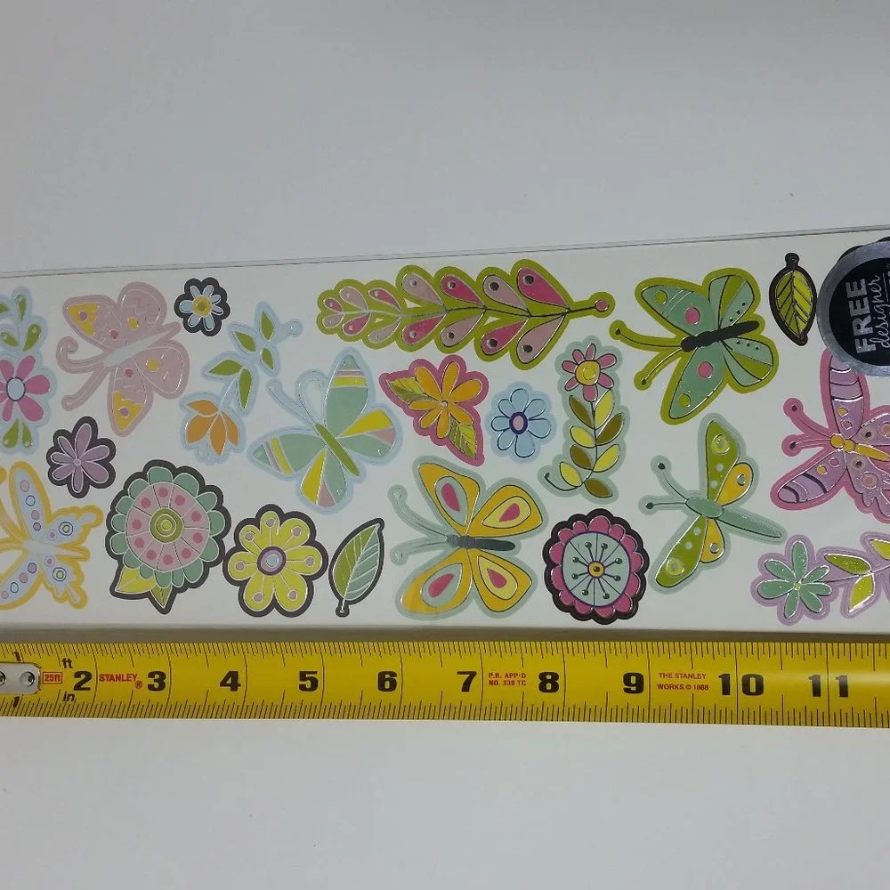 2 Spring Flowers & Butterfly Stickers Scrapbook